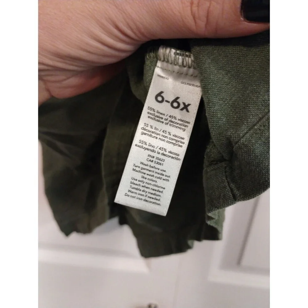 Carter's girls Green and floral linen blend cross back‎ midi dress